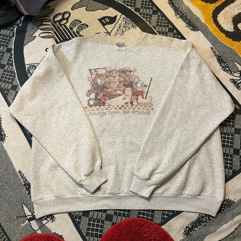 ‘Always Room With Friends’ Gray Sweater with Fun Graphic Design